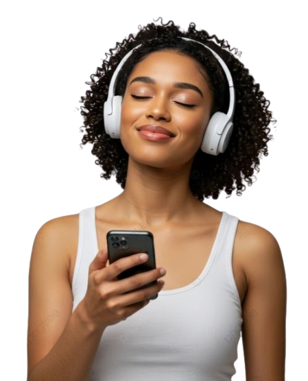 Woman enjoying music with headphones